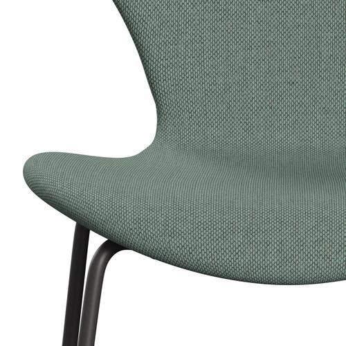 Fritz Hansen 3107 sedia piena tappezzeria, grafite calda/re lana Aqua/naturale