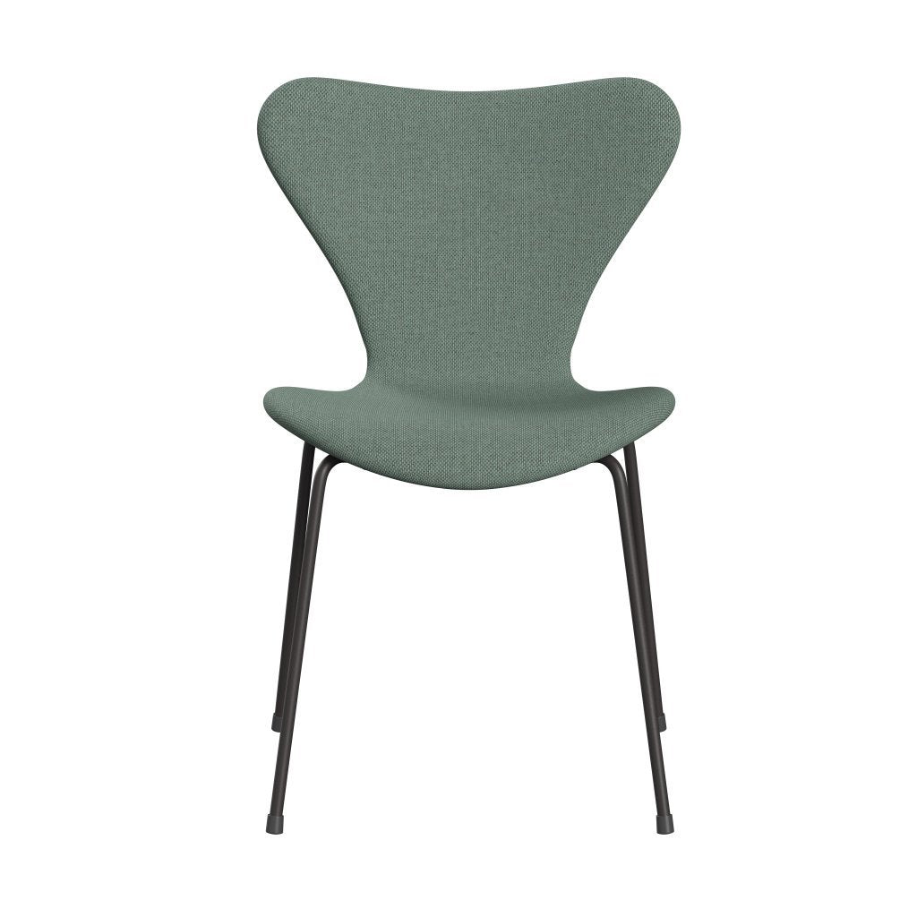 Fritz Hansen 3107 Stuhl Vollpolsterung, Warm Graphite/Re Wool Aqua/Natural