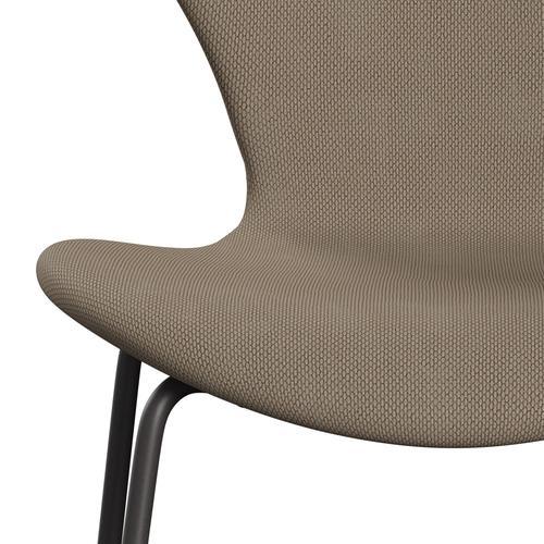 Fritz Hansen 3107 sedia piena tappezzeria, grafite calda/re lana beige/naturale