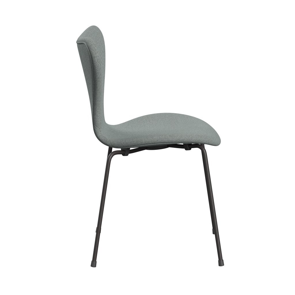 Fritz Hansen 3107 Stol Fullklädsel, varm grafit/re ull blek aqua