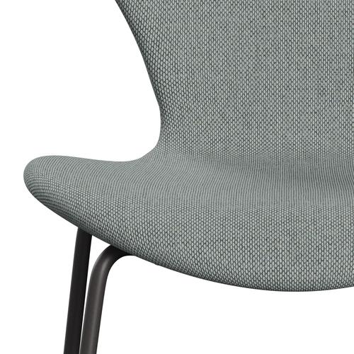 Fritz Hansen 3107 Stol Fullklädsel, varm grafit/re ull blek aqua