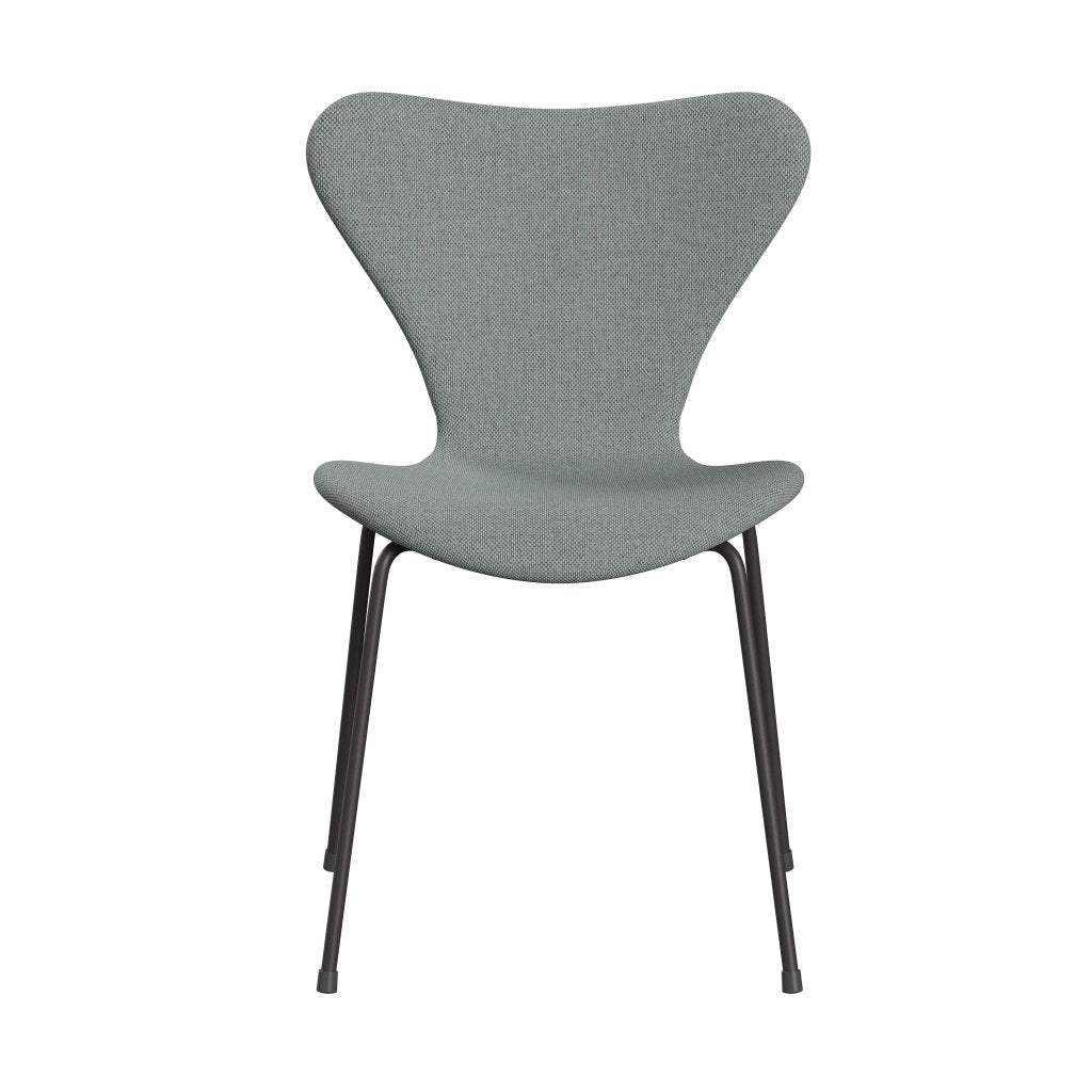 Fritz Hansen 3107 Stuhl Vollpolsterung, Warm Graphite/Re Wool Pale Aqua