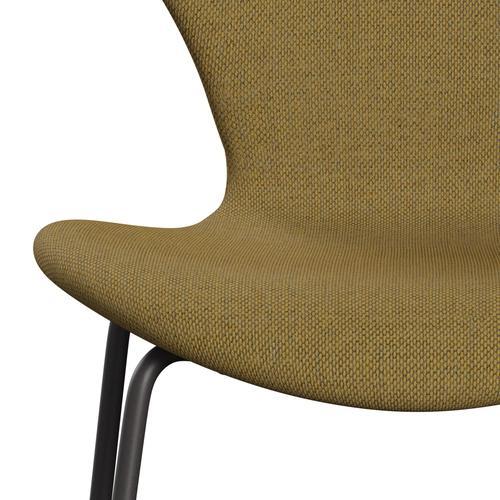 Fritz Hansen 3107 chaise complète complète, graphite chaud / re laine jaune doré / naturel