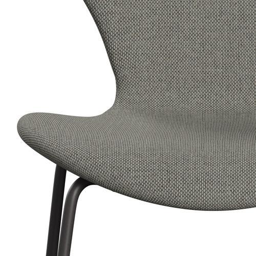 Fritz Hansen 3107 Stuhl Vollpolsterung, Warm Graphite/Re Wool Grey Weiß/Plain