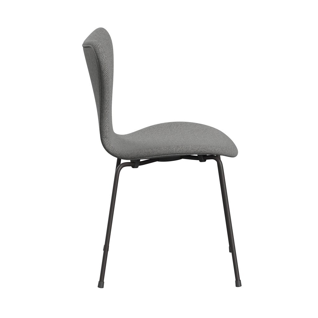 Fritz Hansen 3107 Stuhl Vollpolsterung, Warm Graphit/Re Wool Wool Weiß/Natur