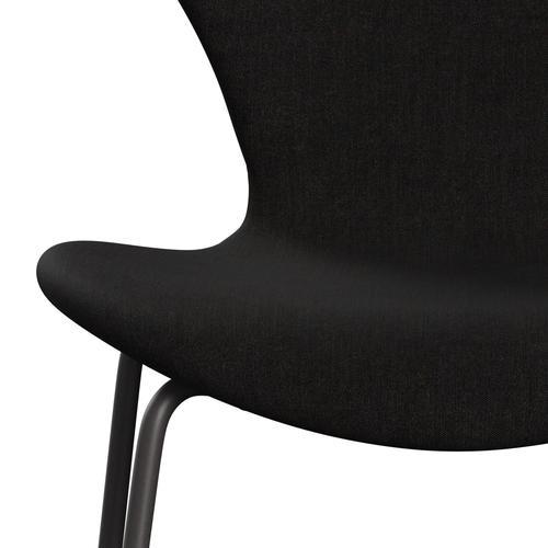 Fritz Hansen 3107 chaise complète complète, graphite chaud / remix brun foncé (REM393)