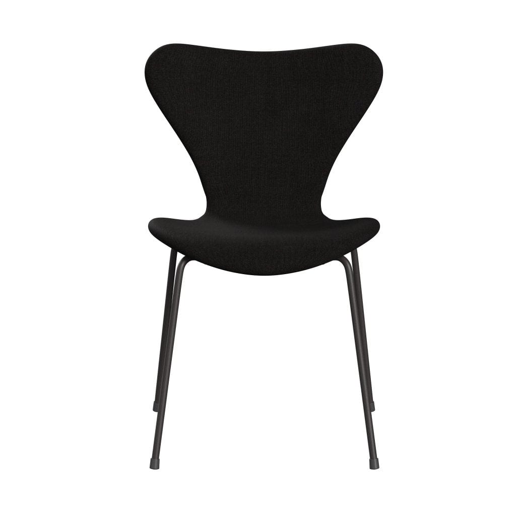 Fritz Hansen 3107 chaise complète complète, graphite chaud / remix brun foncé (REM393)