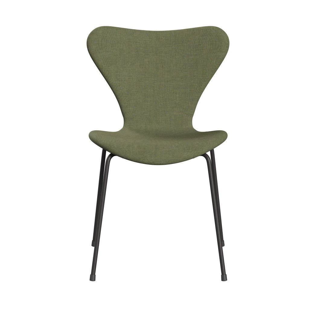 Fritz Hansen 3107 sedia piena tappezzeria, grafite calda/remix verde