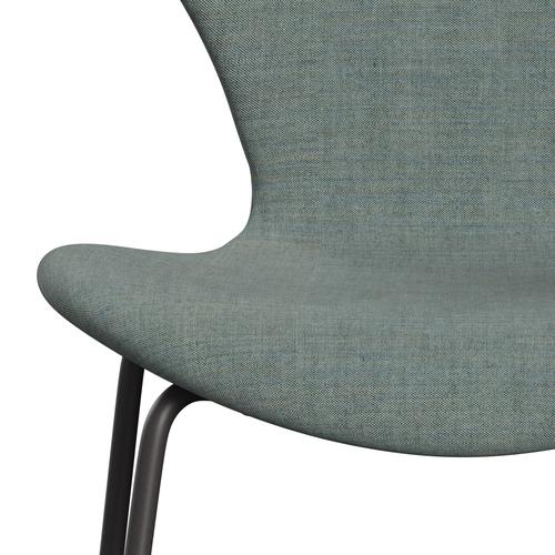 Fritz Hansen 3107 Silla tapicería completa, grafito cálido/remix verde/gris