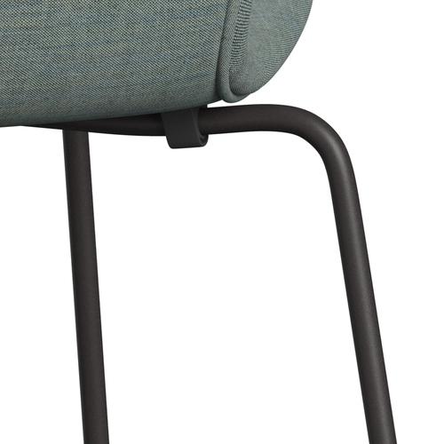 Fritz Hansen 3107 Silla tapicería completa, grafito cálido/remix verde/gris