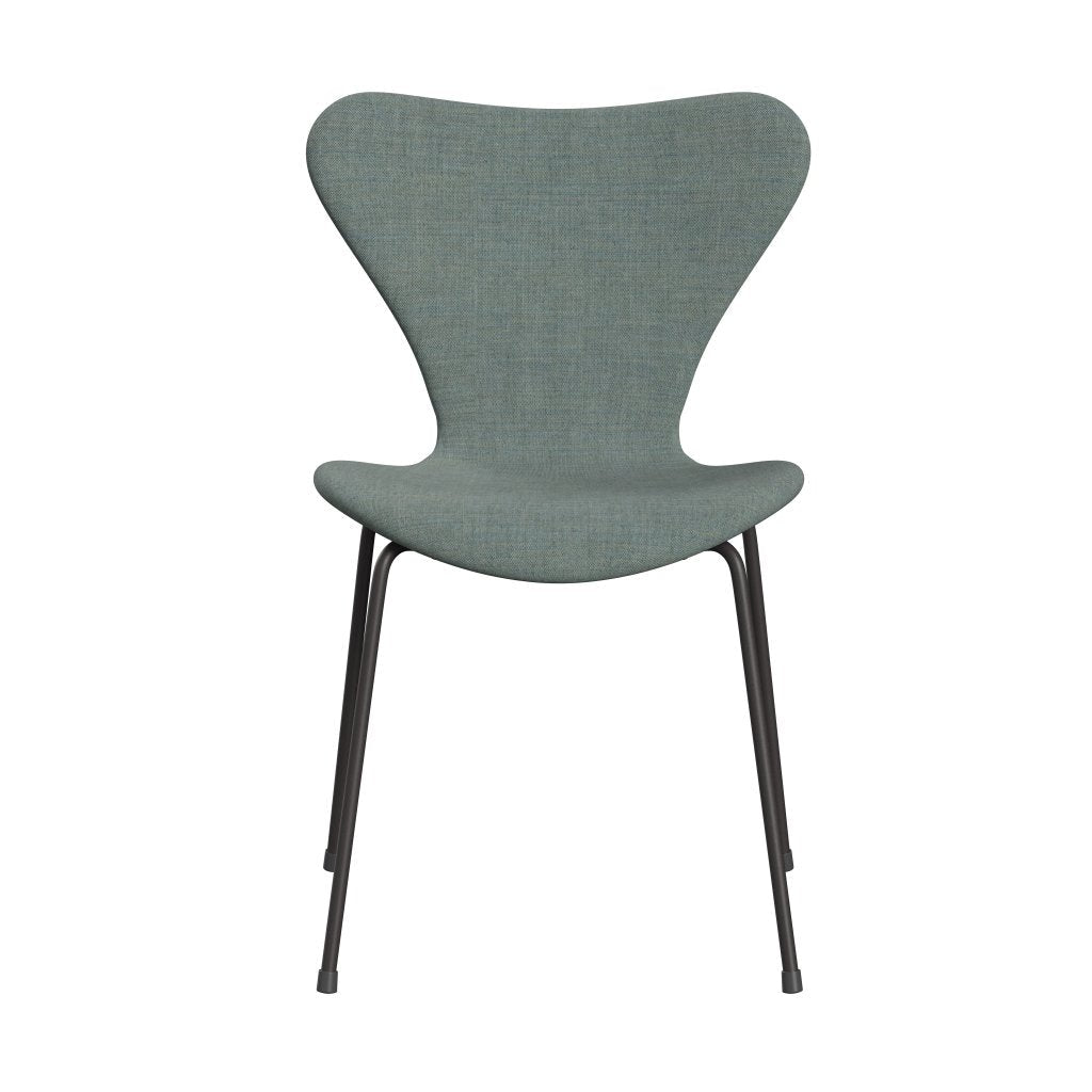 Fritz Hansen 3107 sedia piena tappezzeria, grafite calda/remix verde/grigio