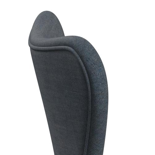 Fritz Hansen 3107 chaise complète complète, graphite chaud / remix à essence bleu foncé