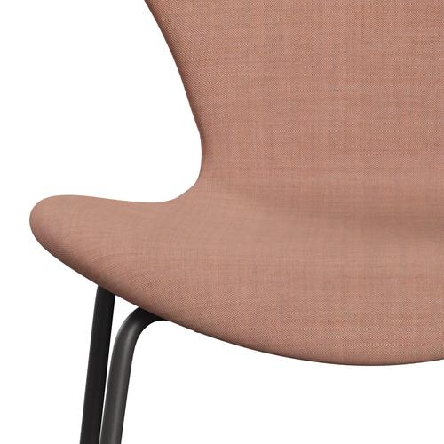 Fritz Hansen 3107 chaise complète complète, graphite chaud / remix rose clair / rose