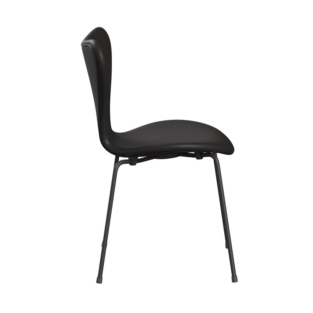 Fritz Hansen 3107 sedia piena rivestimento, grafite calda/marrone nero morbido