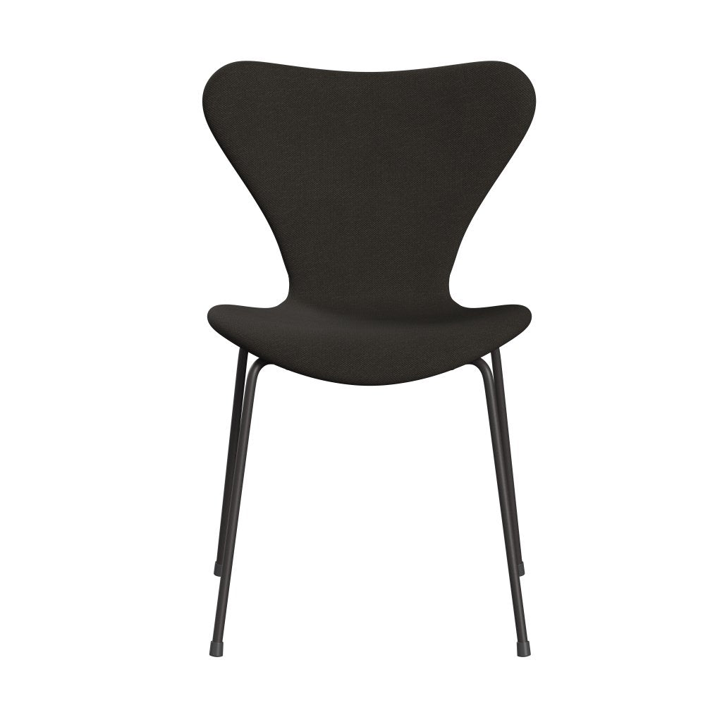 Fritz Hansen 3107 Silla tapicería completa, grafito cálido/brote de acero marrón