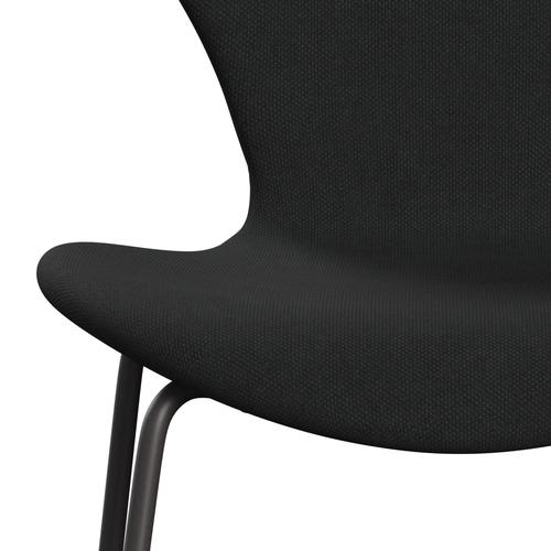 Fritz Hansen 3107 Stuhl Vollpolsterung, Warm Graphit/Stahlschnitt Dunkelbraun (Sti380)