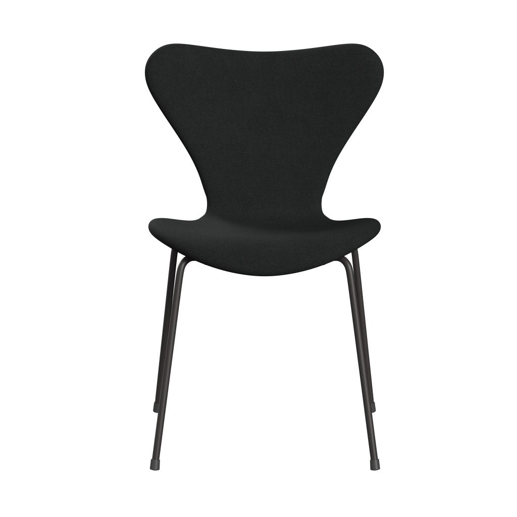 Fritz Hansen 3107 Stuhl Vollpolsterung, Warm Graphit/Stahlschnitt Dunkelbraun (Sti380)