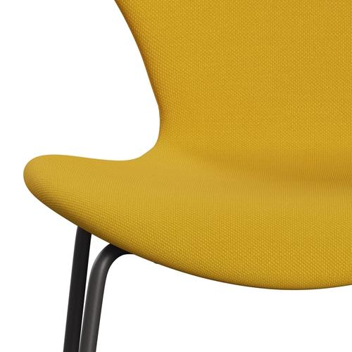 Fritz Hansen 3107 Stuhl Vollpolsterung, Warm Graphit/Stahlschnitt Gelb