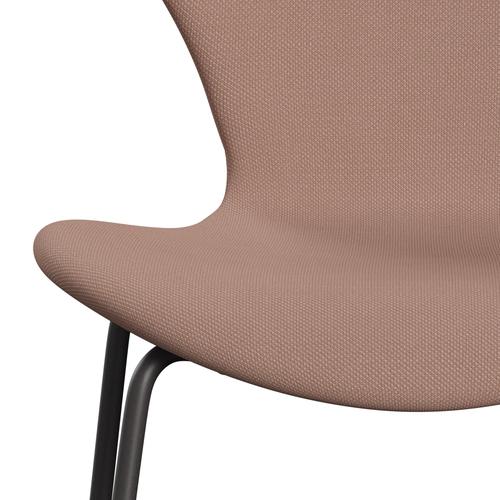 Fritz Hansen 3107 chaise complète complète, graphite chaud / acier léger beige / rouge clair