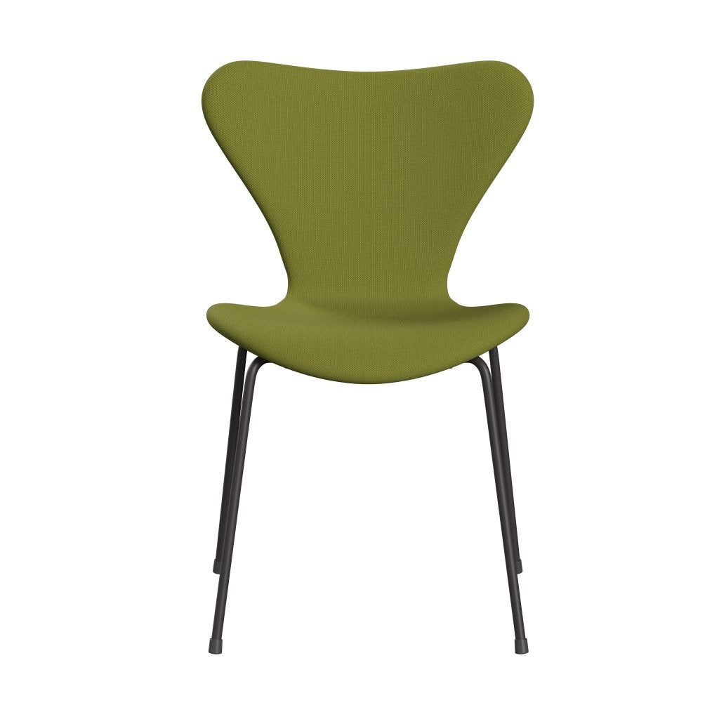 Silla Fritz Hansen 3107 Tapicería completa, grafito cálido/escamada de color verde militar verde