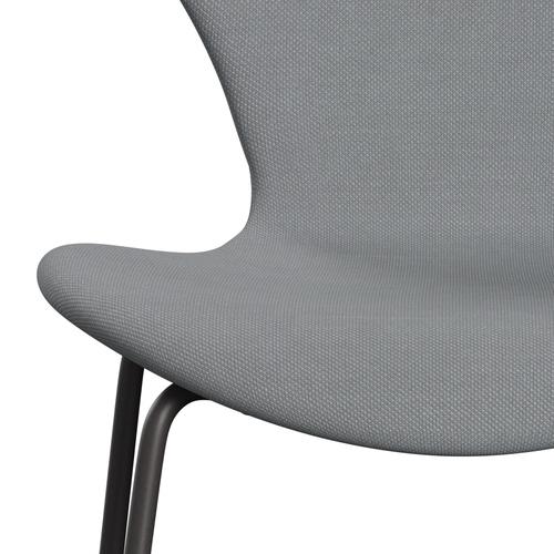 Fritz Hansen 3107 Stuhl Vollpolsterung, Warm Graphit/Stahlschnitt Hellgrau