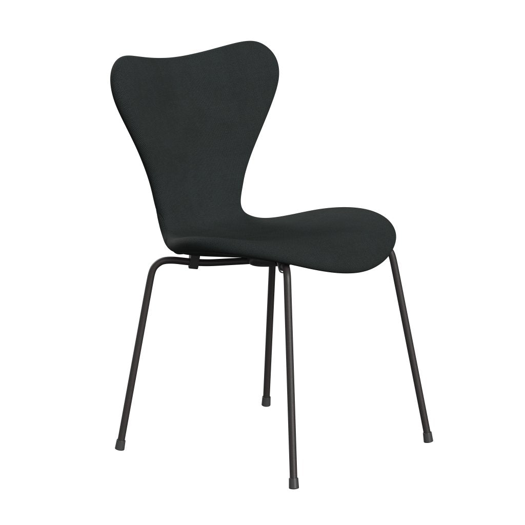 Silla Fritz Hansen 3107 Tapicería completa, grafito caliente/carbón de acero de acero