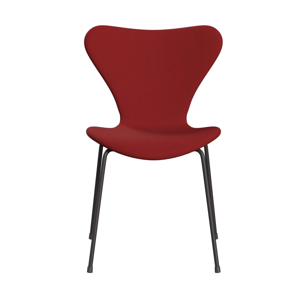 Fritz Hansen 3107 Chair Full Upholstery, Warm Graphite/Steelcut Red