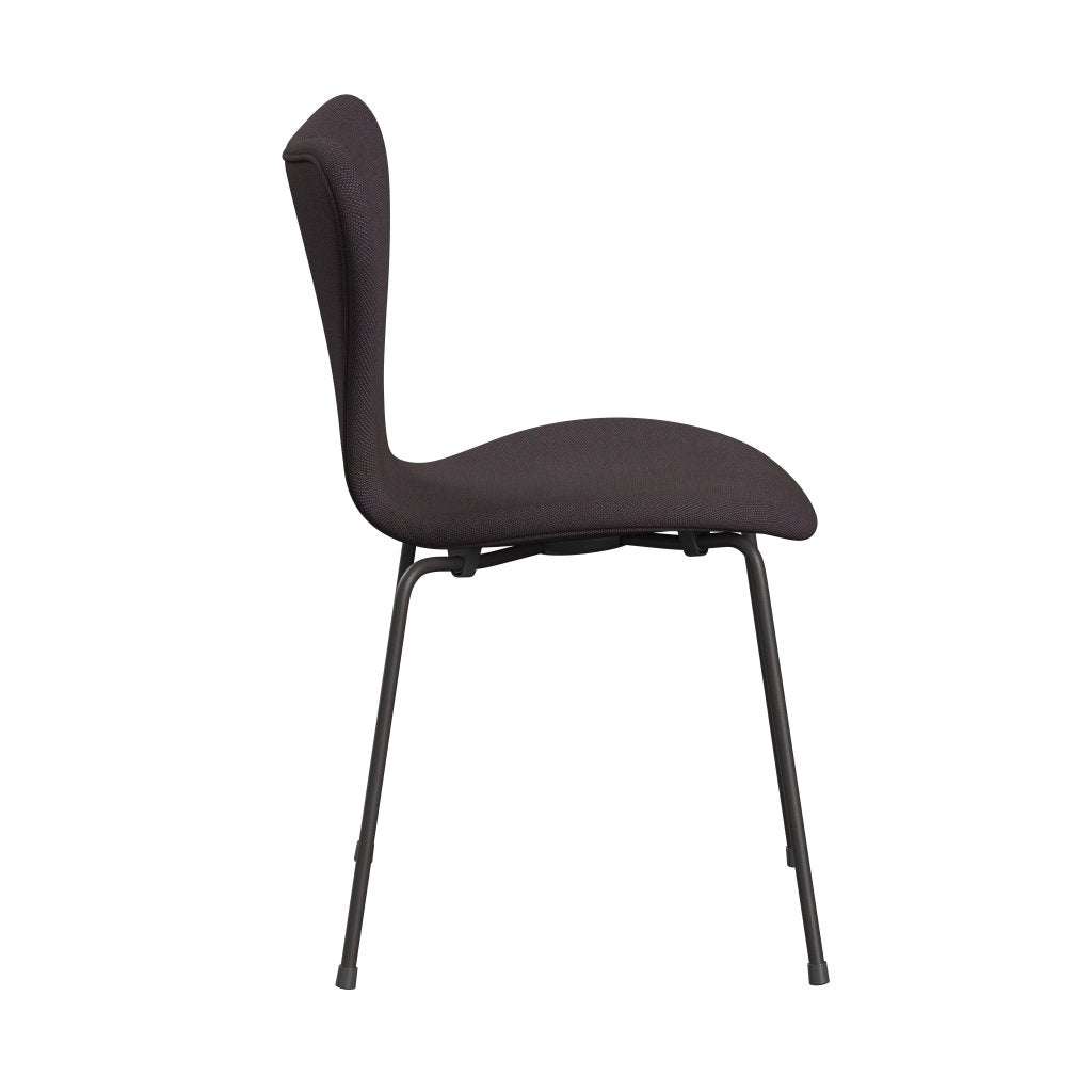 Silla Fritz Hansen 3107 Tapicería completa, grafito caliente/trío de chapuces de acero marrón