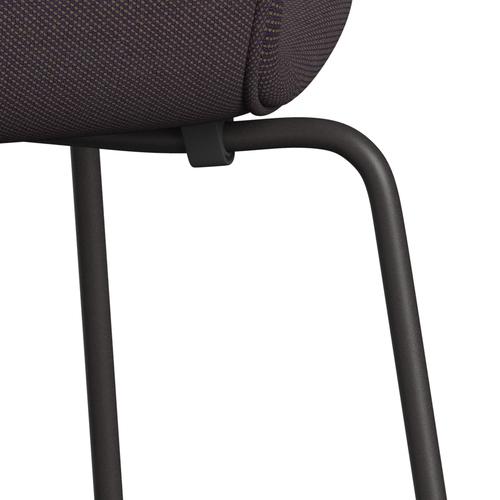 Silla Fritz Hansen 3107 Tapicería completa, grafito caliente/trío de chapuces de acero marrón