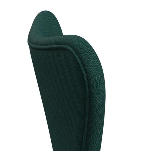 Fritz Hansen 3107 Silla tapicería completa, grafito cálido/trío de metro de acero verde oscuro