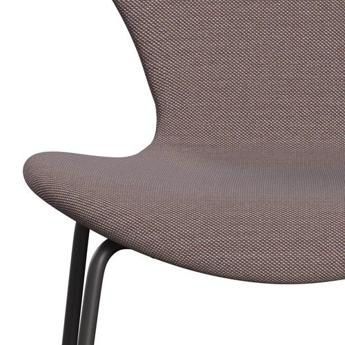 Fritz Hansen 3107 Stuhl Vollpolsterung, Warm Graphit/Stahlschnitt Trio Orange/Hellgrau/Schwarz