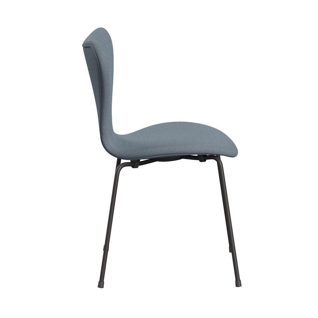 Fritz Hansen 3107 Chair Full Upholstery, Warm Graphite/Steelcut Trio Pastel Blue