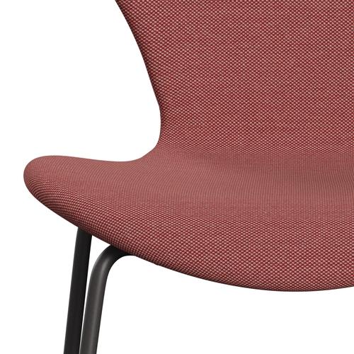 Fritz Hansen 3107 Stol fuld polstring, varm grafit/stålcut trio pink/rød/sort