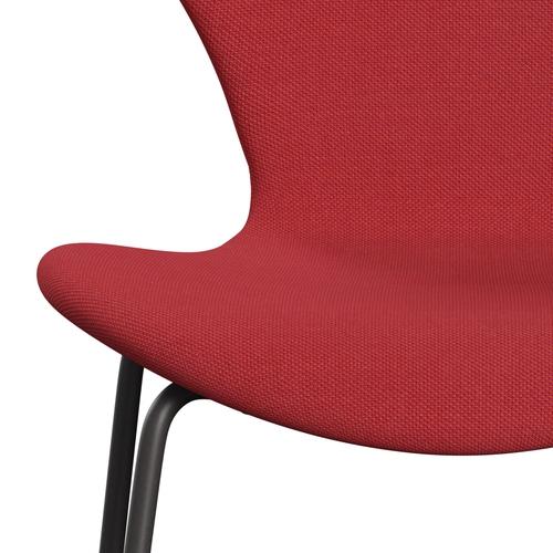 Fritz Hansen 3107 chaise complète complète, graphite chaud / trio Steelcut rouge