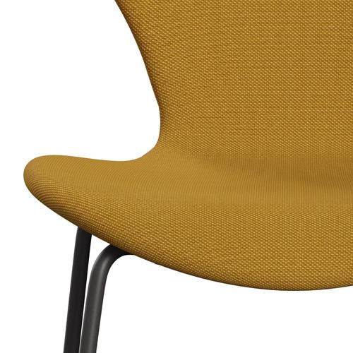 Fritz Hansen 3107 Stuhl Vollpolsterung, Warm Graphit/Stahlschnitt Trio Senf