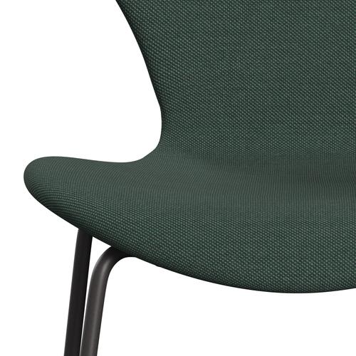 Fritz Hansen 3107 Stol full møbeltrekk, varm grafitt/stålcut trio Dusty Green