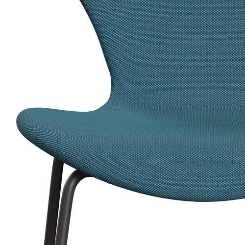 Fritz Hansen 3107 Chair Full Upholstery, Warm Graphite/Steelcut Trio Turquoise