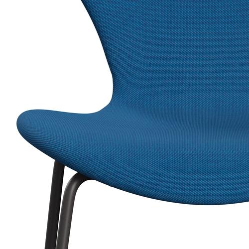 Fritz Hansen 3107 Stuhl Vollpolsterung, Warm Graphit/Stahlschnitt Trio Türkis/Blau