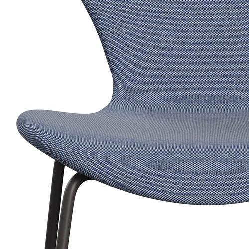 Fritz Hansen 3107 sedia piena rivestimento, trio di grafite/taglio in acciaio bianco/blu