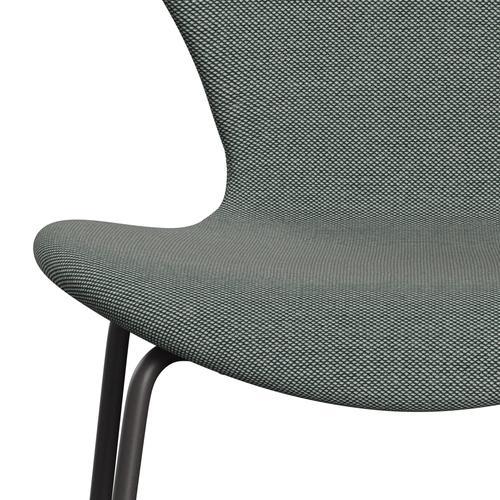 Fritz Hansen 3107 Stuhl Vollpolsterung, Warm Graphit/Stahlschnitt Trio Weiß/Dunkelgrün