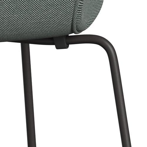 Fritz Hansen 3107 sedia piena rivestimento, trio di grafite/taglio in acciaio bianco/verde scuro