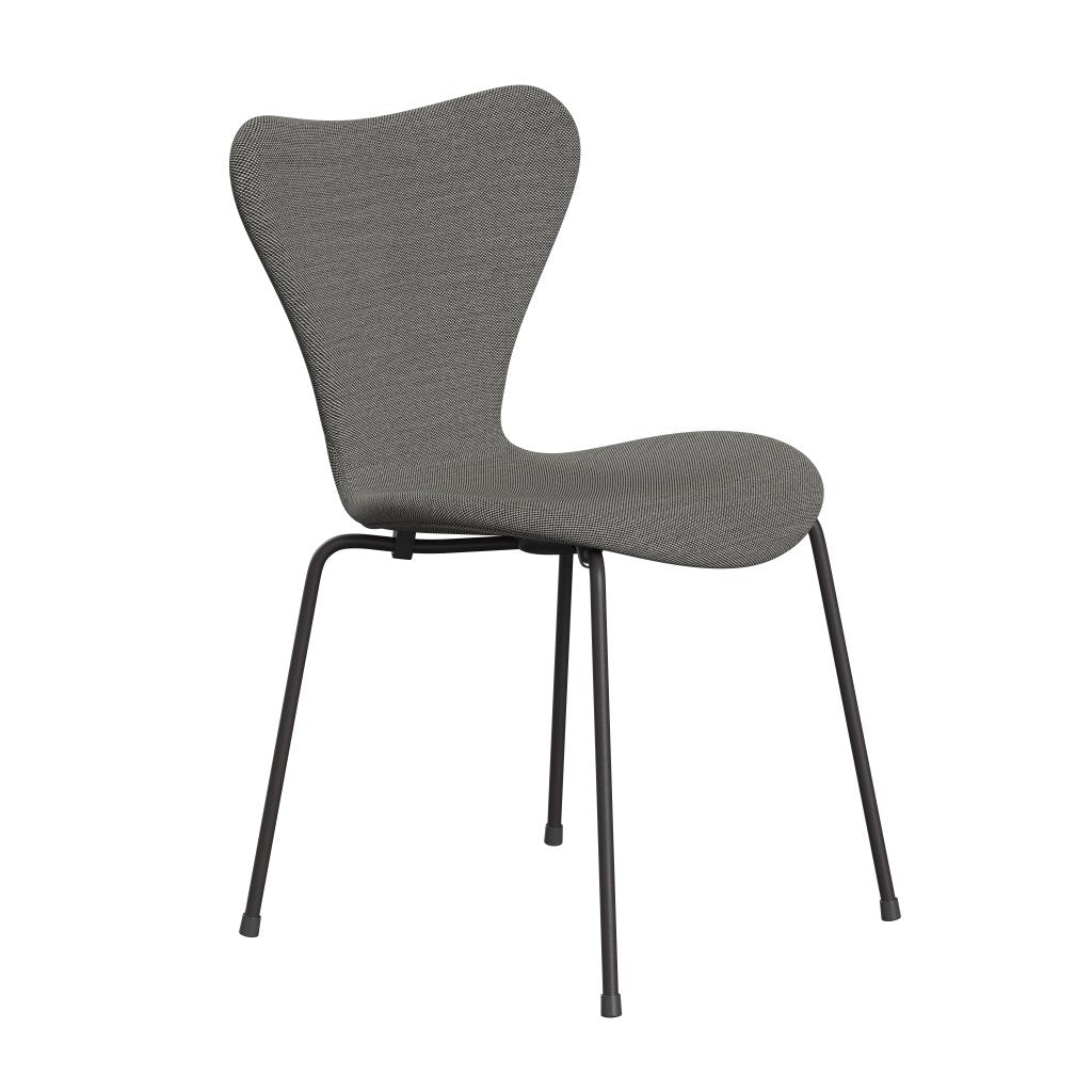 Fritz Hansen 3107 sedia piena tappezzeria, trio di grafite/taglio in acciaio bianco/nero