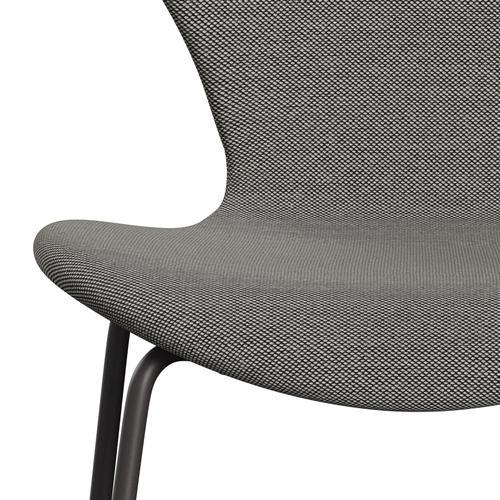 Fritz Hansen 3107 chaise complète complète, graphite chaud / trio Steelcut blanc / noir