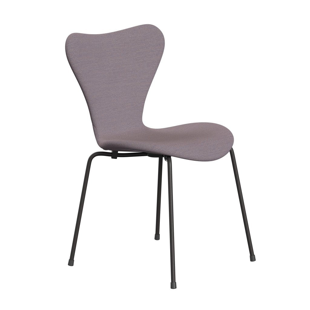 Fritz Hansen 3107 stoel Volledige bekleding, warm grafiet/staalcut trio wit/violet