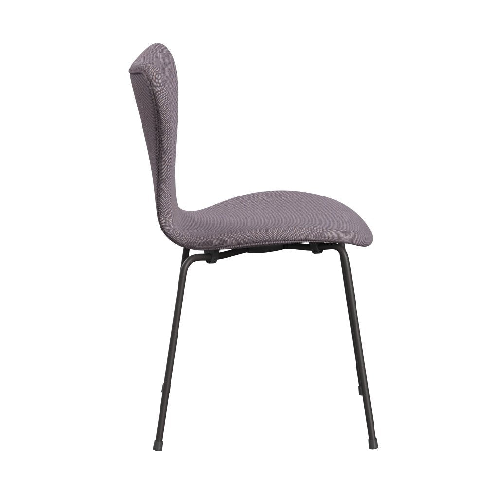 Fritz Hansen 3107 Stuhl Vollpolsterung, Warm Graphit/Stahlschnitt Trio Weiß/Violett