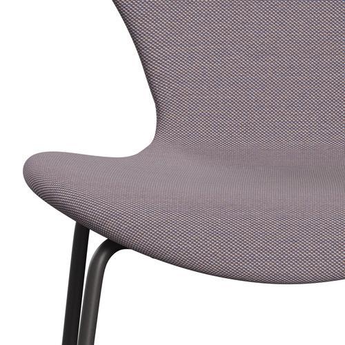 Fritz Hansen 3107 Chair Full Upholstery, Warm Graphite/Steelcut Trio White/Violet