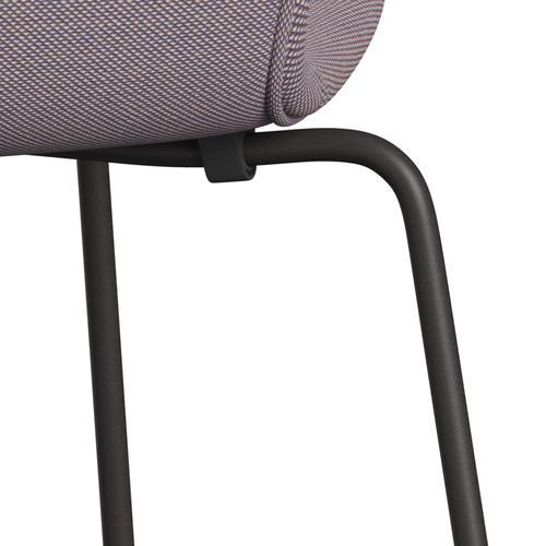 Fritz Hansen 3107 chaise complète complète, graphite chaud / trio Steelcut blanc / violet