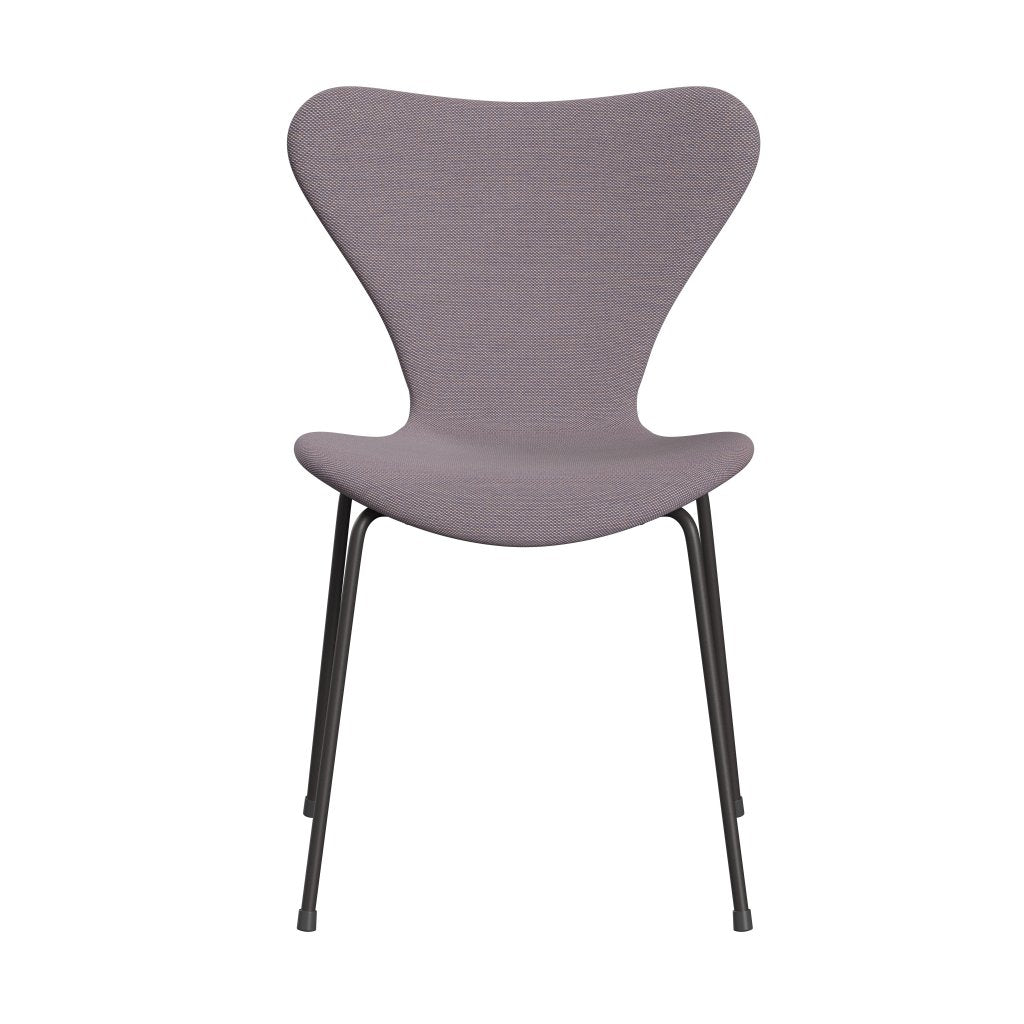 Fritz Hansen 3107 Chair Full Upholstery, Warm Graphite/Steelcut Trio White/Violet