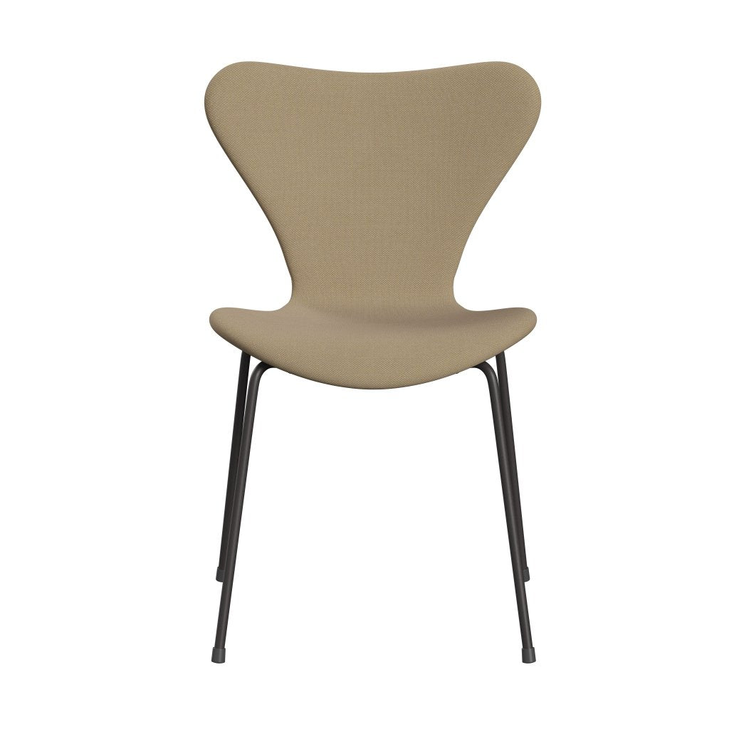 Fritz Hansen 3107 Silla tapicería completa, grafito cálido/trío acero amarillo suave