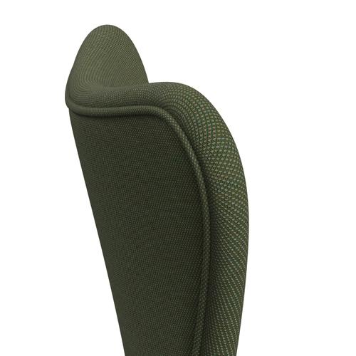 Fritz Hansen 3107 Silla tapicería completa, grafito cálido/trío de acero verde suave